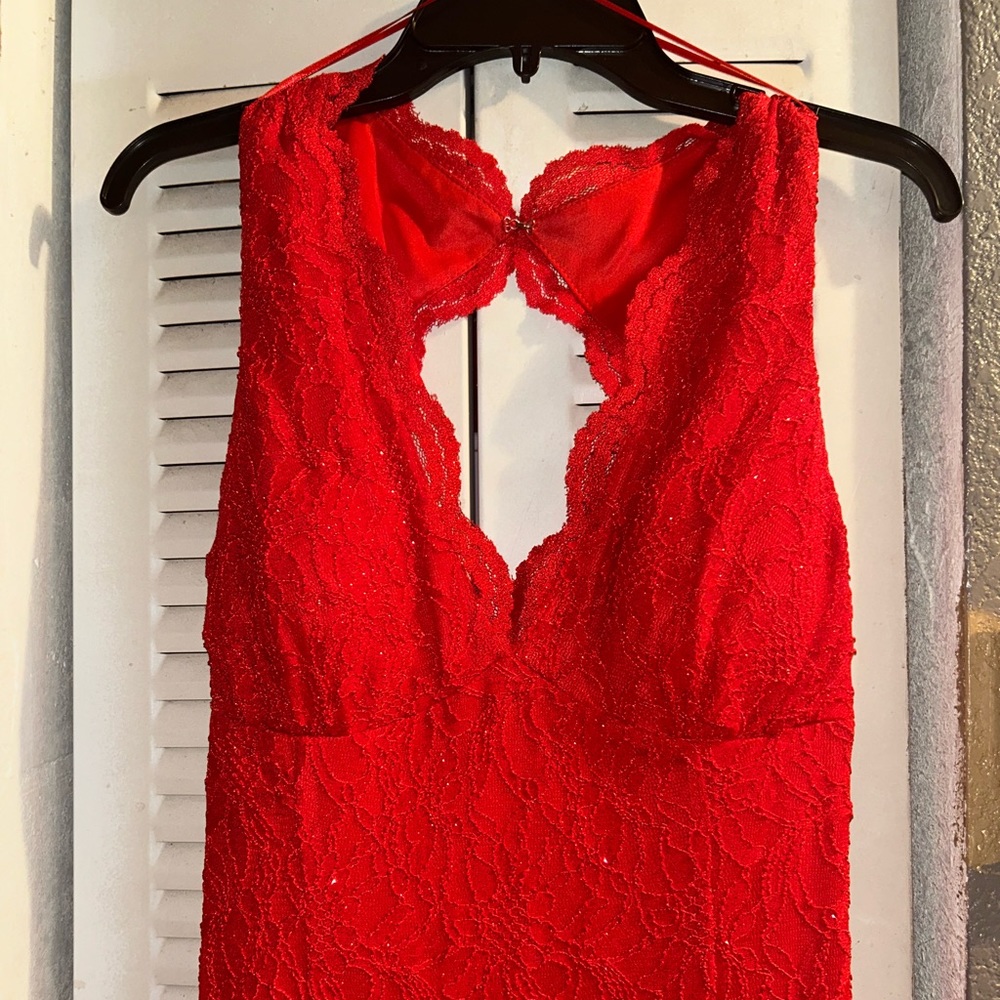 Long Red Lace Backless Mermaid Gown | Prom 2024